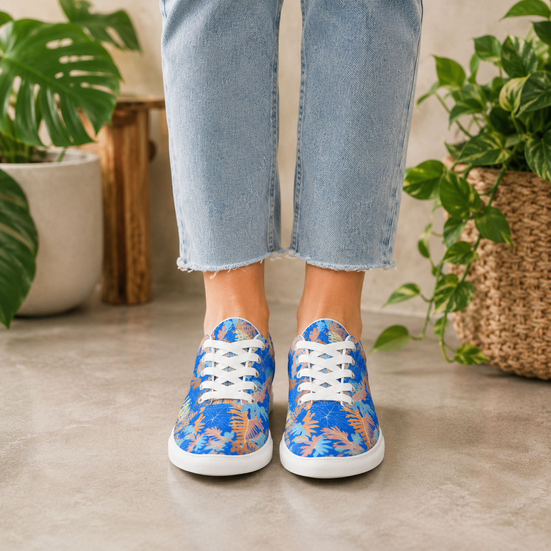 Thaumatophyllum bipinnatifidum – Women’s Lace Up Canvas Shoes