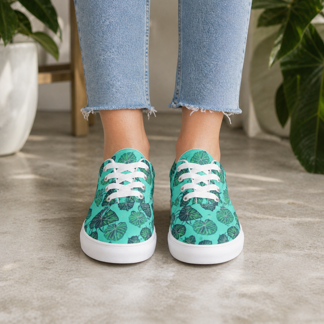 Philodendron gloriosum - Women’s Lace Up Canvas Shoes