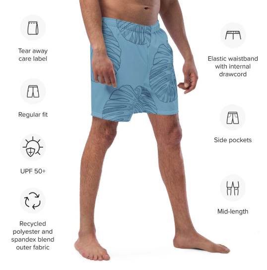 Men's Tank Top - Monstera Leaf Blue