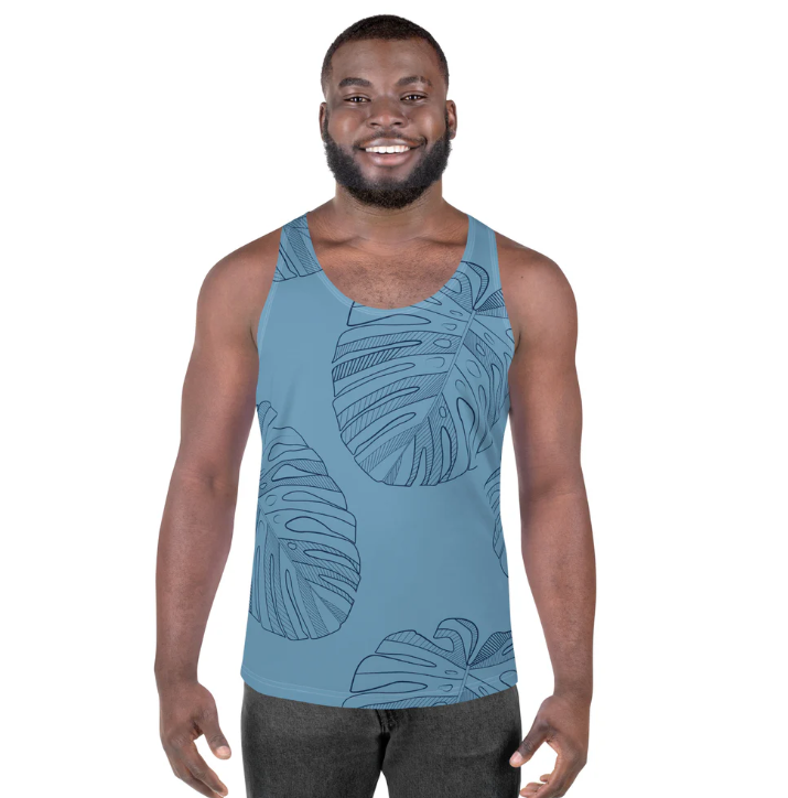 Men's Tank Top - Monstera Leaf Blue