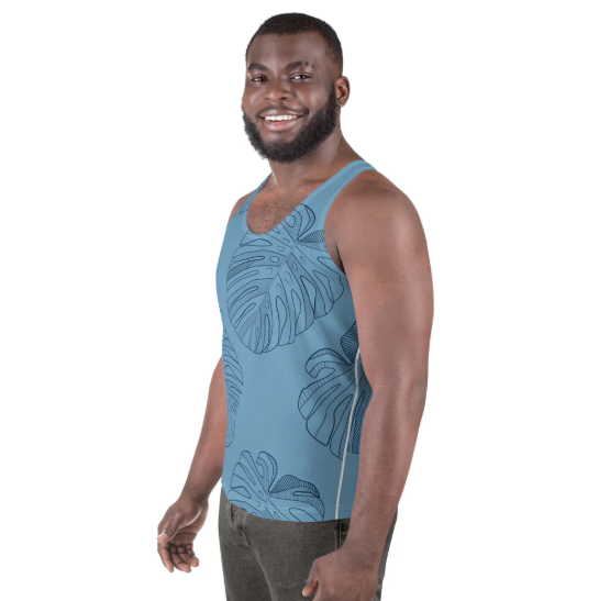 Men's Tank Top - Monstera Leaf Blue