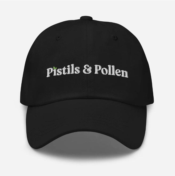 Pistils & Pollen - Cotton Hat (white on black)